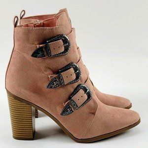 NEW Justfab Women Pink Fall Winter Pointy Toe Ankle Boots Size 8 US